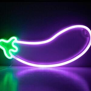 Eggplant Neon Sign Night Light Room Wall Decor